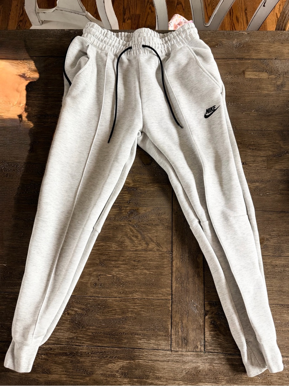 Nike Light Gray Jogger Sweatpants with Black Drawstrings